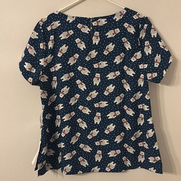 ModCloth Women holiday winter Blouse polar bears snow festive novelty top XL NWT - Picture 10 of 11
